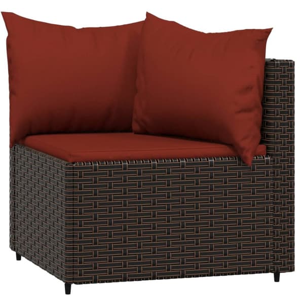 hjørnemoduler til havesofa 2 stk. med hynder polyrattan brun