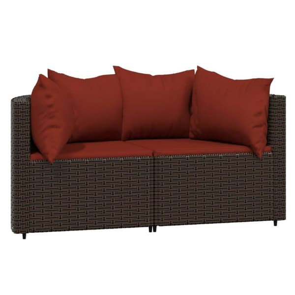 hjørnemoduler til havesofa 2 stk. med hynder polyrattan brun