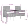 Miniatyrbild 5 av 5: Trädgårdssoffa 2-sits med bord konstrotting antracit