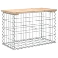 Miniatyrbild 5 av 8: Trädgårdsbänk gabion-design 63x31,5x42 cm massiv furu