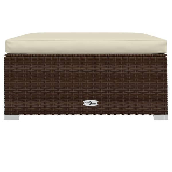 udendørs fodskammel med hynde 70x70x30 cm polyrattan brun