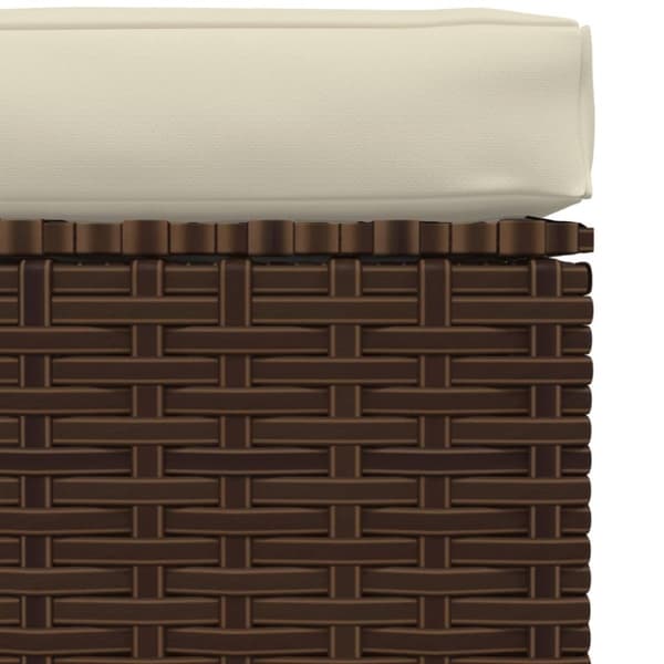 udendørs fodskammel med hynde 70x70x30 cm polyrattan brun
