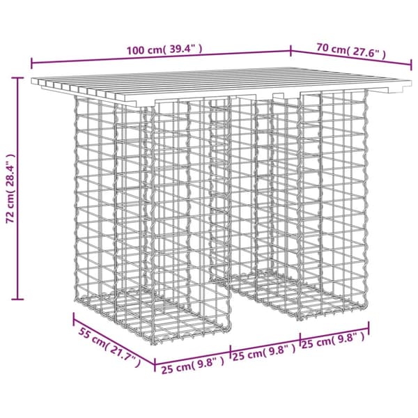 Trädgårdsbänk gabion-design 100x70x72 cm massiv furu