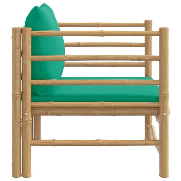 havesofa med grønne hynder bambus