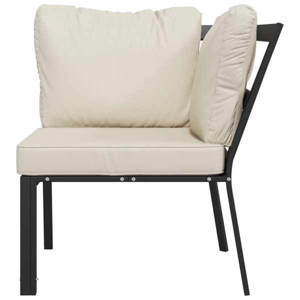 havestol med sandfarvede hynder 76x76x79 cm stål