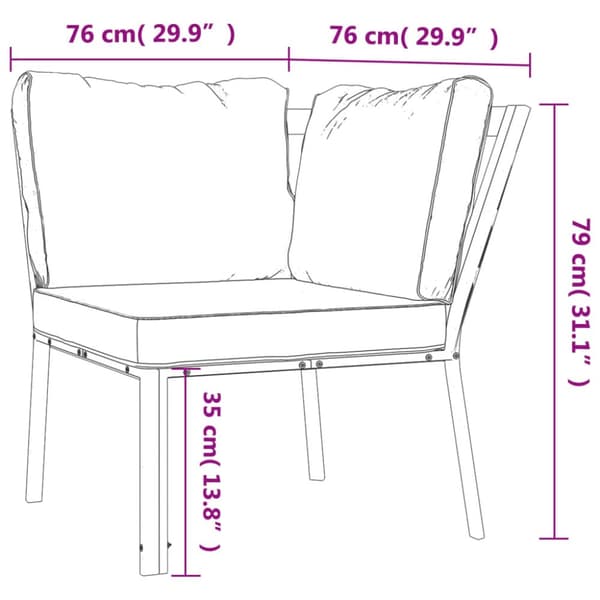 havestol med sandfarvede hynder 76x76x79 cm stål