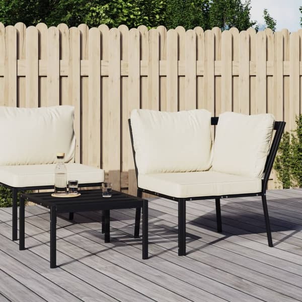 havestol med sandfarvede hynder 76x76x79 cm stål
