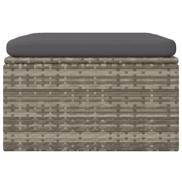 Fotpall med dyna för trädgården grå 55x55x30 cm konstrotting