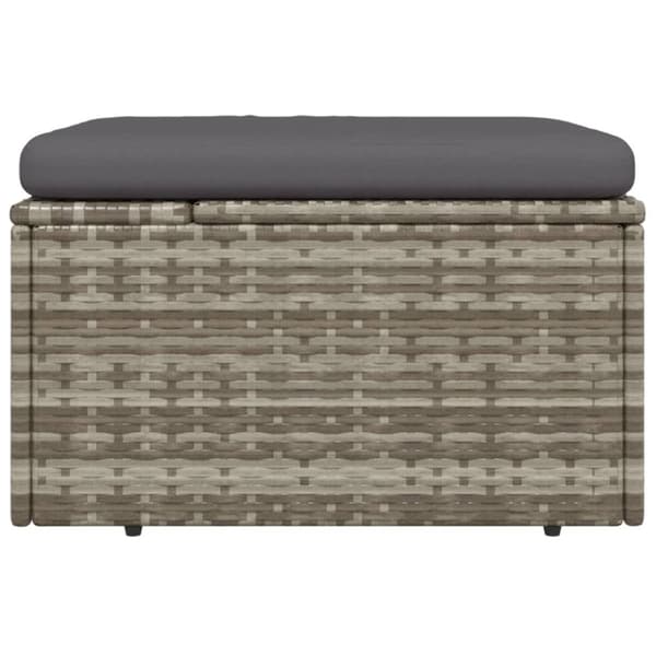 Fotpall med dyna för trädgården grå 55x55x30 cm konstrotting