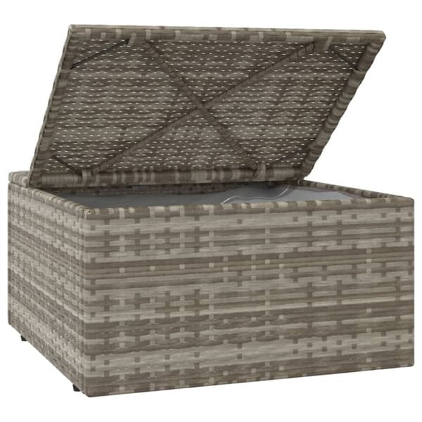 Fotpall med dyna för trädgården grå 55x55x30 cm konstrotting