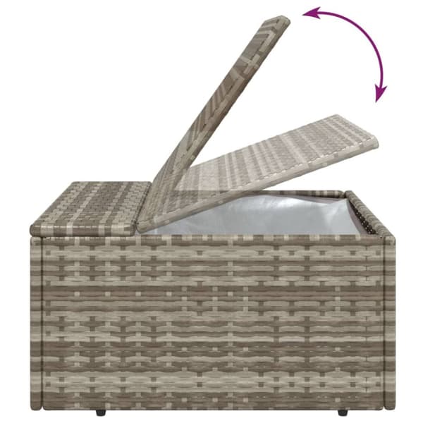 Fotpall med dyna för trädgården grå 55x55x30 cm konstrotting