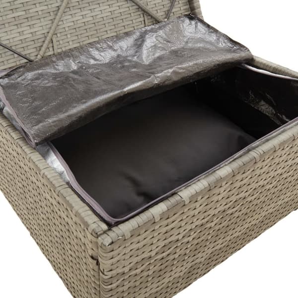 Fotpall med dyna för trädgården grå 55x55x30 cm konstrotting