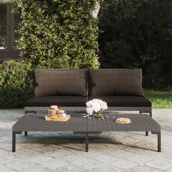 moduler til havesofa 2 stk. med hynder halvrundt polyrattan