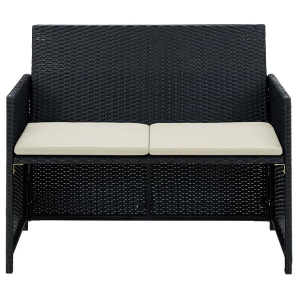 2-personers havesofa med hynder sort polyrattan