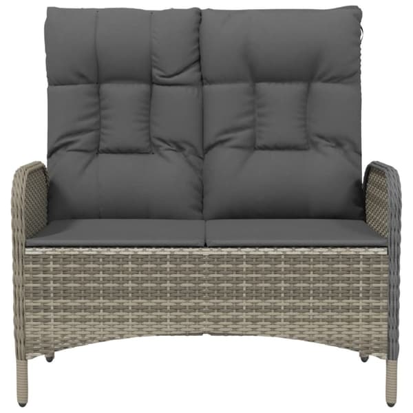 havebænk med lænefunktion og hynder 107 cm polyrattan grå