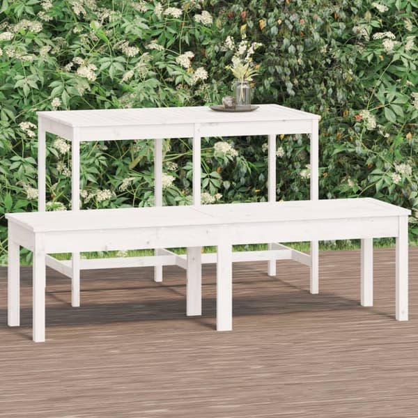 Trädgårdsbänk 2-sits vit 159,5x44x45 cm massiv furu