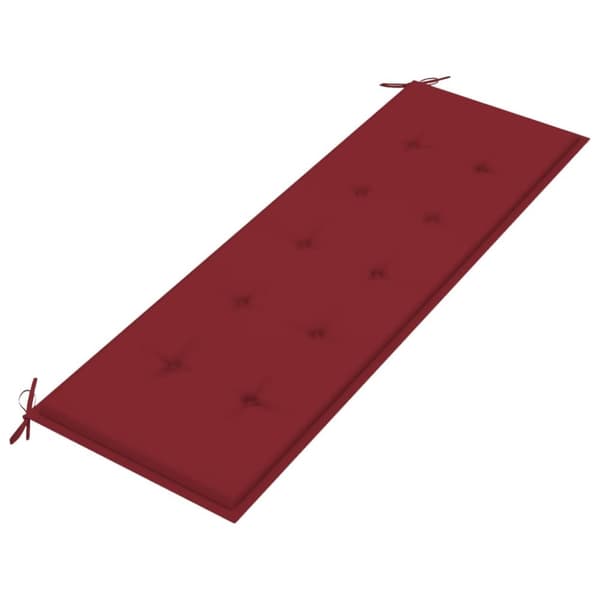 Bataviabänk med vinröd dyna 150 cm massiv teak