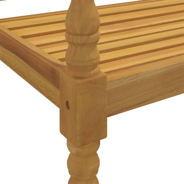 Bataviabänk med vinröd dyna 150 cm massiv teak