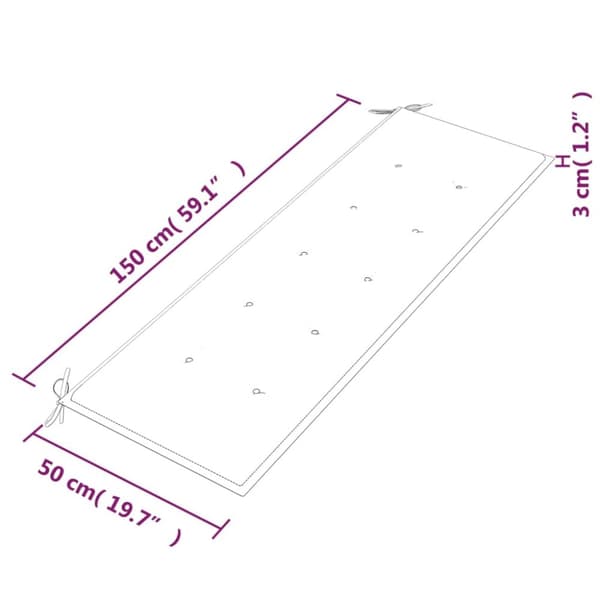 Bataviabänk med vinröd dyna 150 cm massiv teak