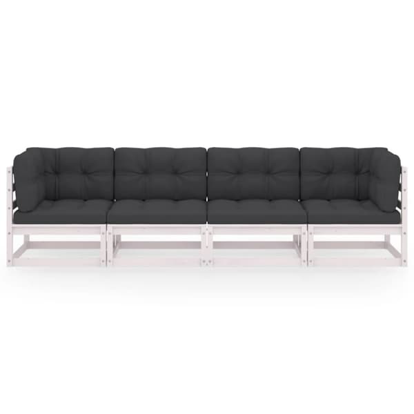 4-personers havesofa med hynder massivt akacietræ