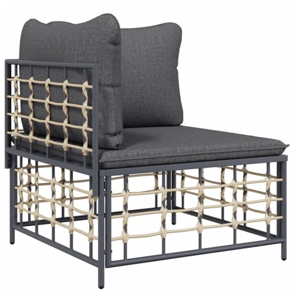 Loungegrupp 6 delar med dynor antracit konstrotting