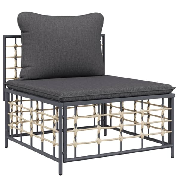 Loungegrupp 6 delar med dynor antracit konstrotting