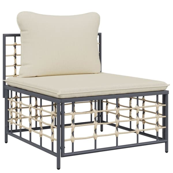 Loungegrupp 8 delar med dynor antracit konstrotting