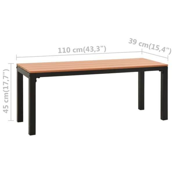 Puutarhapenkki 110 cm teräs ja puukomposiitti ruskea ja musta