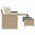 Miniatyrbillede 6 af 10: havesofa med bord og hynder L-formet polyrattan beige