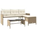 Miniatyrbillede 2 af 10: havesofa med bord og hynder L-formet polyrattan beige