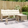 Miniatyrbillede 1 af 10: havesofa med bord og hynder L-formet polyrattan beige