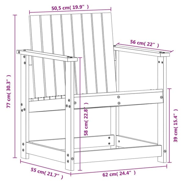 havestol 62x56x77 cm massivt fyrretræ hvid