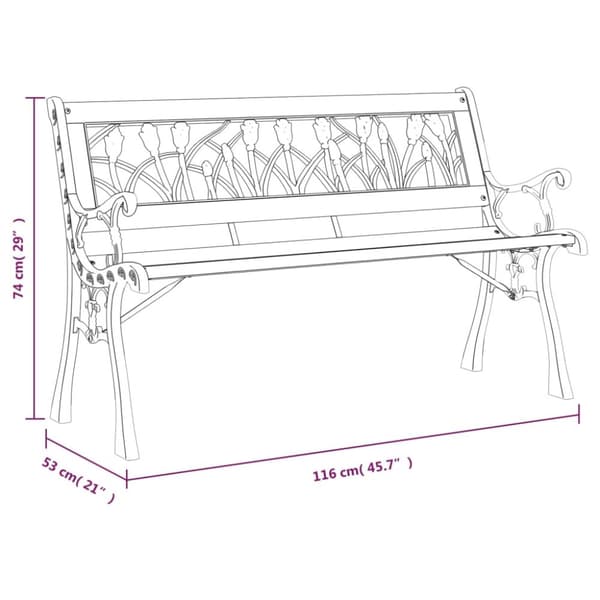 Trädgårdsbänk 116 cm massivt granträ och stål