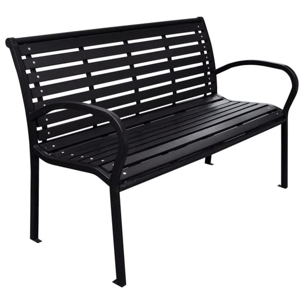 havebænk 116 cm stål og WPC sort