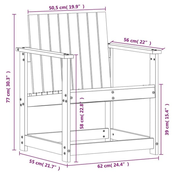 havestol 62x56x77 cm massivt fyrretræ