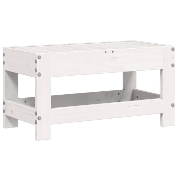 haveskammel 62x30x52 cm massivt fyrretræ hvid