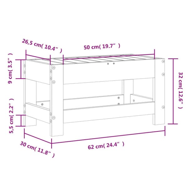 haveskammel 62x30x52 cm massivt fyrretræ hvid