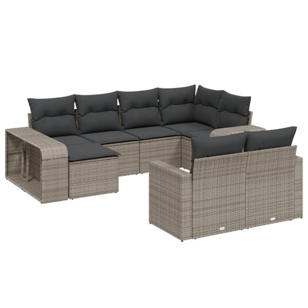 sofasæt til haven 10 dele med hynder polyrattan grå