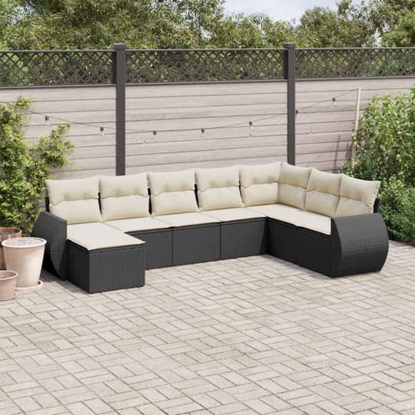 sofasæt til haven 8 dele med hynder polyrattan sort