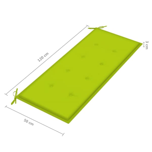 Batavia penkki vaaleanvihreällä tyynyllä, 120 cm, tiikki