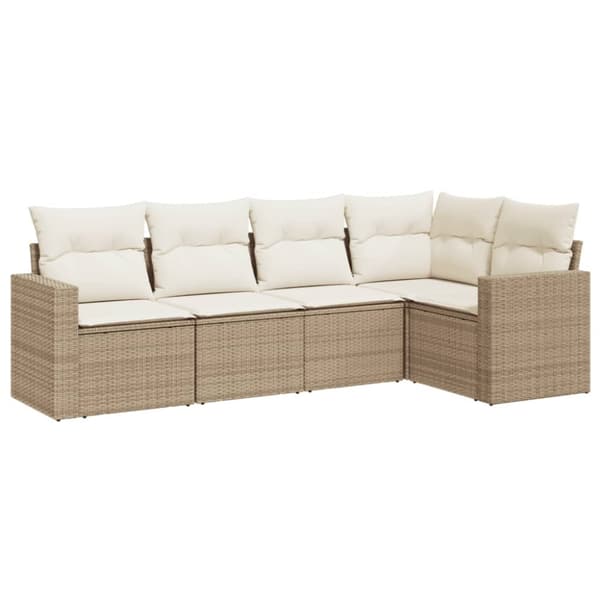 Soffgrupp för trädgården med dynor 5 delar beige konstrotting