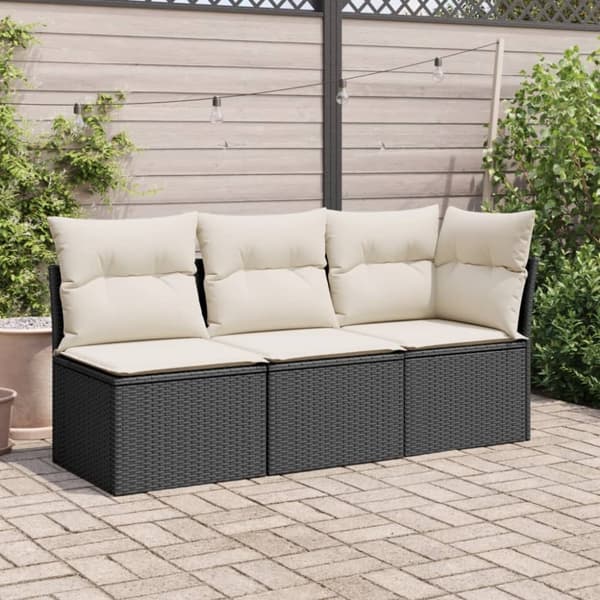 hjørnemodul til havesofa med hynder polyrattan sort