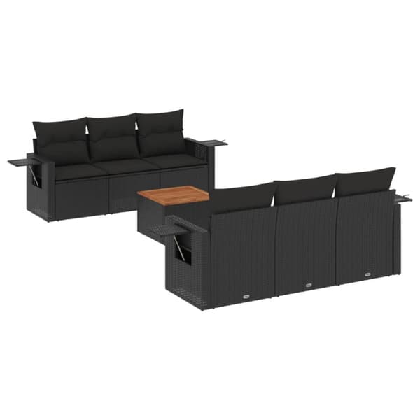 sofasæt til haven 7 dele med hynder polyrattan sort