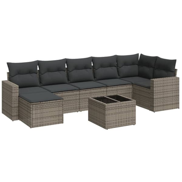 sofasæt til haven 8 dele med hynder polyrattan grå