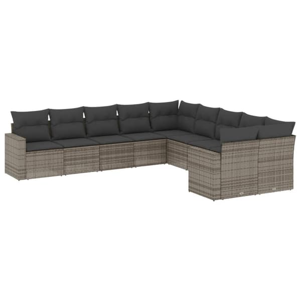 sofasæt til haven 10 dele med hynder polyrattan grå