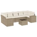 Pikkukuva 2 / 10: Matgrupp för trädgården med dynor 8 delar beige konstrotting