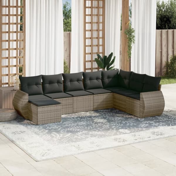 sofasæt til haven 8 dele med hynder polyrattan grå