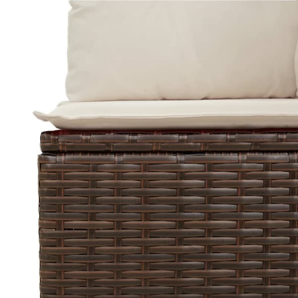 hjørnemodul til havesofa med hynder polyrattan brun