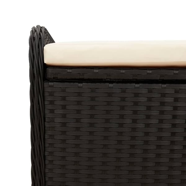 Förvaringsbänk med dyna svart 115x51x52 cm konstrotting