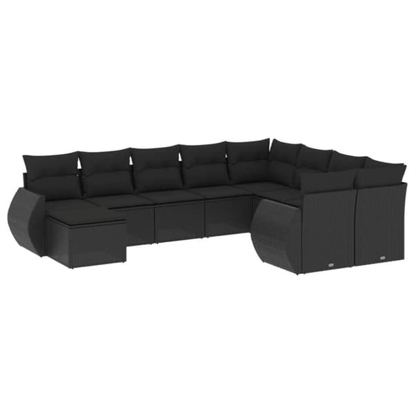 sofasæt til haven 10 dele med hynder polyrattan sort